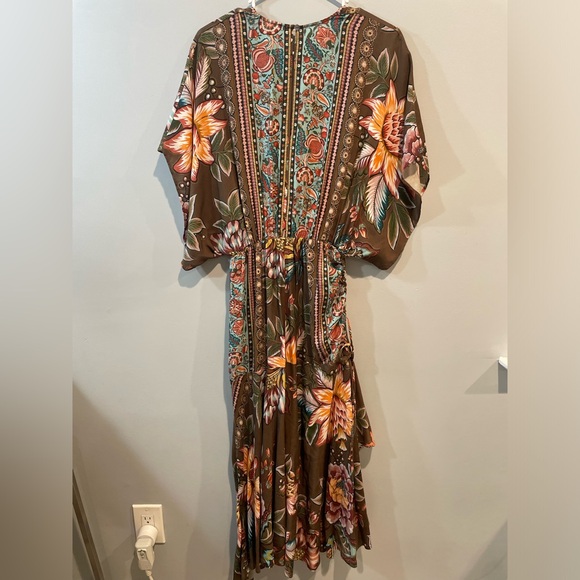 Farm Rio Valentina Brown Midi Dress - Picture 5 of 6